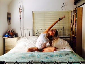 mattress yoga side bend